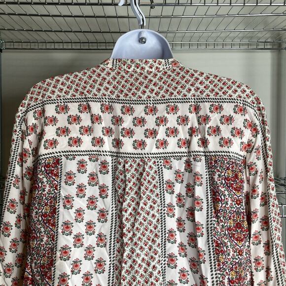 Boden Women's Cream Floral Button Front Relaxed Blouse Size 6 Boho Wide Sleeve - Picture 11 of 12